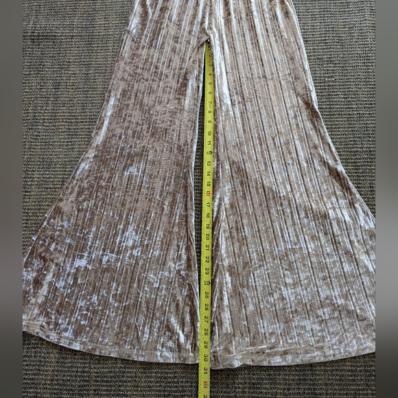 Free People Star Sign Ribbed Pleated Wide Leg Velvet Pants Xs Pre Owned - Picture 6 of 9